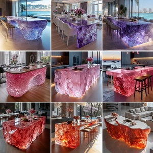 Table de bar de luxe lumineuse en résine transparente de style Alien pour villa, salon ou comptoir de bar - Product Image 5