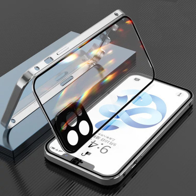 Protective Lens Magnetic Phone Case for iPhone 13 14 Pro Max XR Screen Protector Metal Frame Phone case for iphone