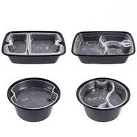 Boîte alimentaire en plastique jetable à deux couches pour nouilles, soupe et riz, 1250 ml et 1500 ml (42 oz et 50 oz), à emporter