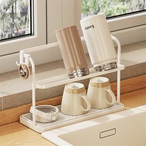 Moderno Portavasos de Acero Inoxidable de un Solo Nivel para Montar en la Pared, con Drenaje Superior, para Uso en la Cocina, Portátil, de Alta Calidad, para Juego de Té - Product Image 1