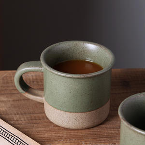 Tasse à <span class=keywords><strong>café</strong></span> vintage en porcelaine de petite taille tasse à petit-déjeuner en grès changée au four avec couvercle en argile de glaçage au sésame pour idée de cadeau de voyage - Product Image 3