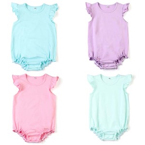 Monogram ชุดบับเบิ้ลสำหรับทารกหญิง,ชุดถักแบบไม่มีช่องว่างบูติกชุดรอมเปอร์ถักสำหรับฤดูร้อน - Product Image 1