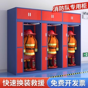 Porte-vêtements de pompier en acier inoxydable à 2 niveaux pour le rangement rapide des combinaisons de pompier, utilisation au bureau - Product Image 5