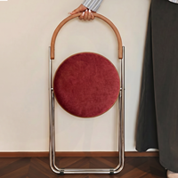 Chaise de salle à manger pliante Bauhaus avec dossier en acier inoxydable, style rétro, design compact pour petites maisons, hôtels, coiffeuse/table de maquillage