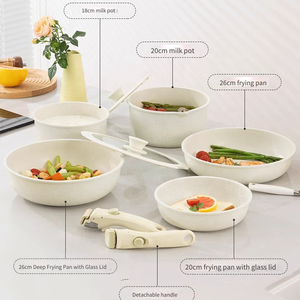 LOVFE Juego de Ollas de Cocina de <span class=keywords><strong>Aluminio</strong></span> con Revestimiento Cerámico de Alta Calidad, No Tóxico, Apto para Inducción, 15 Piezas - Product Image 2