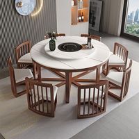 Nordisches Luxus-Esszimmer-Set mit Tisch und Stühlen, Kombination aus Massivholz-Teleskoptisch und Haushalts-Esstisch