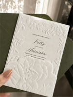 Invitaciones de Boda Personalizadas en Papel de Algodón con Relieve 3D, Papel y Cartulina Premium, Impresión de Logotipo Personalizado, Modelo 465