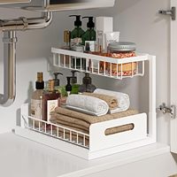 Organisateur sous évier en métal à 2 niveaux, étagère de rangement de cuisine réglable en hauteur, organisateur de placard coulissant pour salle de bain et garde-manger