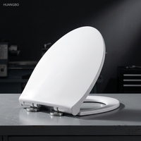 HUANGBO Couvercle de siège de toilette à fermeture lente en plastique PP blanc de haute qualité, forme D, accessoires sanitaires pour salle de bain