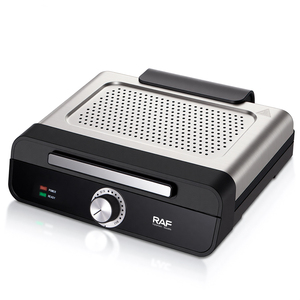 Plaque de cuisson électrique multifonction RAF 2200W pour steak, double chauffage, surface antiadhésive, <span class=keywords><strong>couvercle</strong></span> anti-éclaboussures amovible pour usage domestique - Product Image 3