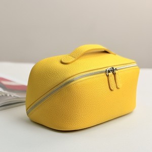 Bolsas de Maquillaje de Cuero Genuino al por Mayor, Bolsas de Aseo Casuales de <span class=keywords><strong>Viaje</strong></span>, Bolsas de Cosméticos de Cuero Vacuno Suave para Mujer, Bolsas de Almacenamiento - Product Image 1