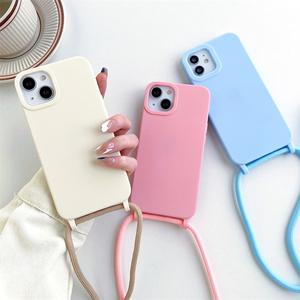 เคสโทรศัพท์สีทึบเหลวแบบเรียบง่ายสำหรับ IPhone14promax สายคล้อง13pro แอปเปิ้ลสายยาว12เส้นแฟชั่น11บุคลิก14สะดวก - Product Image 6