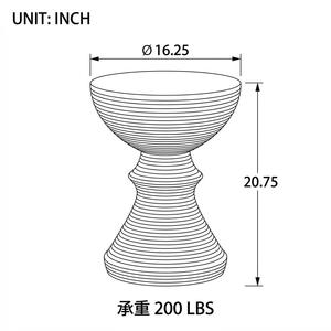 Ribbed Natural Concrete Outdoor Side <b>Table</b> 16 In Hourglass Design Weather Resistant <b>Patio</b> Garden Balcony Accent - Product Image 4