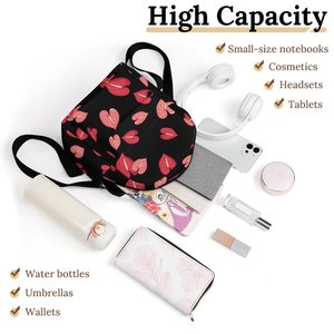 Full Print Customized Hawaiian Anthurium Design High-quality <strong>Petite</strong> Lightweight Women's Small <strong>Backpacks</strong> - Product Image 3