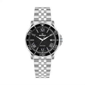 Montres automatiques ETA 2824 avec cadran de montre à motif soleil en relief, boîtier de forme irrégulière, bracelet en acier inoxydable brossé et poli - Product Image 4