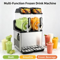 Machine à slush commerciale 220V à double réservoir 12L*2 en acier inoxydable, pour boissons glacées et smoothies, 1000W, pour restaurant et bar