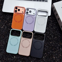 Étui de téléphone portable de luxe en cuir PU Litchi avec placage magnétique givré anti-traces de doigts, résistant aux chocs pour 14/15/17/18 Pro Max