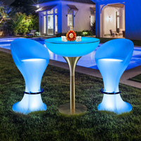 Table ronde amovible en plastique LLDPE avec LED lumineuses, portable, alimentée par énergie solaire, télécommande, 16 couleurs RVB, table de dîner lumineuse pour événements