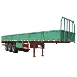 3 axle truck gooseneck trailer enclosed fence bulk cargo dump side wall fence flat bed abs optional semi trailer with drop side