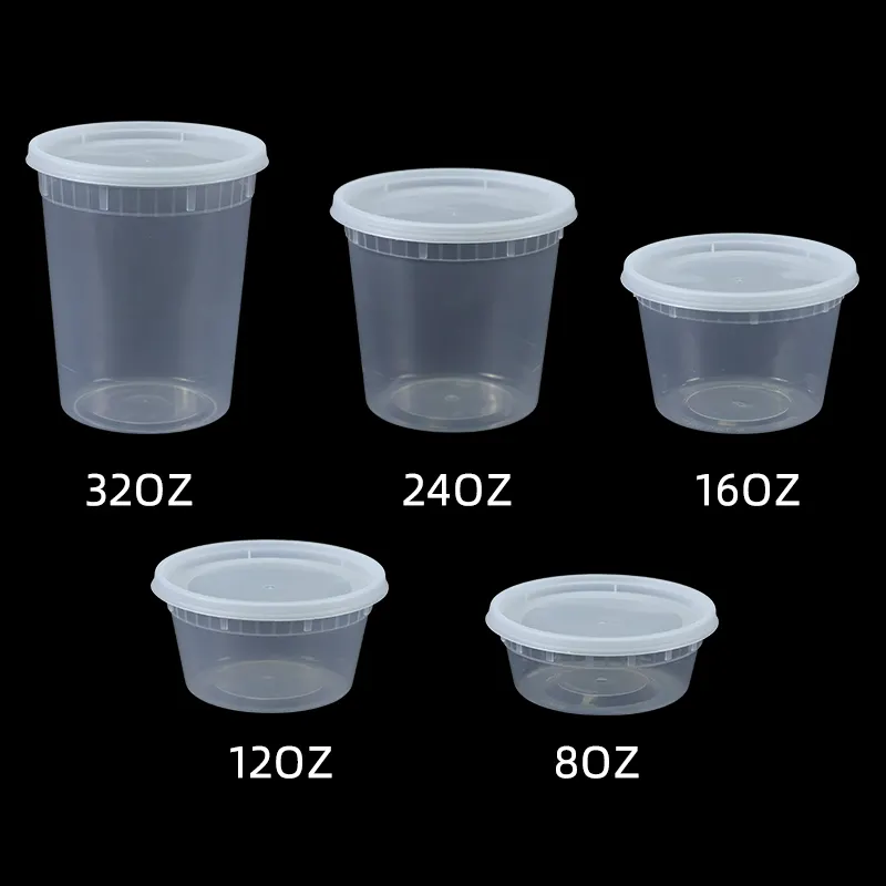 Round 8oz 12oz 16oz 24oz 32oz Round Soup Custom Logo Disposable Food Deli Container Plastic