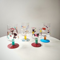 Vente en gros de tasses à café, gobelets, verres à vin rouge et coupes à glace modernes, peints à la main, motif ours de dessin animé mignon, grande capacité, réutilisables, pour fêtes