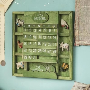 Calendario Vintage Creativo Fai-da-Te in <span class=keywords><strong>Legno</strong></span> HYE10 con Animali Carini da Appendere per Decorazione Casa Ecologico - Product Image 2