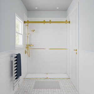 Puertas Corredizas de Ducha de Vidrio Templado de Lujo Moderno con Herrajes Negros Mate y Marco Cepillado para Aplicaciones en Hoteles - Product Image 4