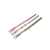 Nouveaux produits pour animaux de compagnie, collier pour chien en PU de style princesse scintillant de Zhejiang avec boucle en métal pour chiots