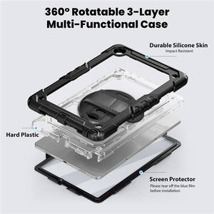 Étui de <span class=keywords><strong>tablette</strong></span> transparent en silicone robuste, résistant aux chocs, avec béquille, pour iPad 11e génération 10.2, <span class=keywords><strong>Samsung</strong></span> Tab A9 A11 Plus - Product Image 2