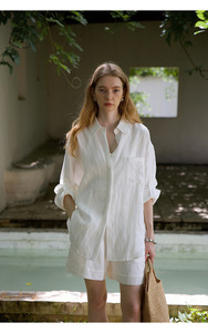 Blusas y Camisas Personalizadas para Mujer, Estilo Francés Informal, 100% Lino Natural, Camisa de Manga Larga con Solapa para Mujer - Product Image 6