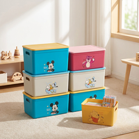 Bac de rangement empilable en plastique PP pour jouets d'enfants, motifs dessins animés (Fraise, Ours, Mickey), capacités multiples, pour chambre d'enfant