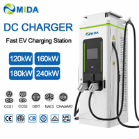 Station de recharge rapide DC MIDA 120kW 160kW 180kW OCPP 1.6J Niveau 3 pour véhicules électriques, double CCS2 GBT pour projets commerciaux