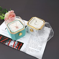 Boîte à bijoux en acrylique plastique avec rose éternelle, boîte à alliances, boîte de rangement pour colliers, objet décoratif
