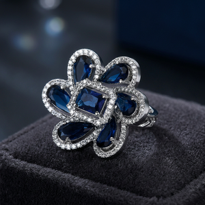 Latest Handmade Elegant Princess Cut Cluster <b>Rings</b> <b>Cubic</b> <b>Zirconia</b> Adjustable Classic Finger <b>Ring</b> Rhodium Plated Women's 422929 - Product Image 2
