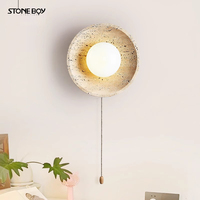 Lampe murale vintage japonaise Wabi Sabi en pierre de grotte jaune crème pour salon, chevet, couloir, escalier, salon de thé, maison d'hôtes