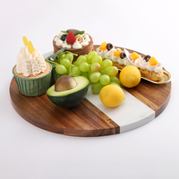 Planche à fromage en marbre et bois d'acacia gravé, design moderne et écologique COSEN, vente en gros, vaisselle très prisée pour aliments secs