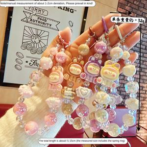 새로운 만화 인형 리리스 휴대폰 케이스 걸이 체인 핸드 페인팅 비즈 키체인 아크릴 귀여운 폰 체인 소녀용 - Product Image 2