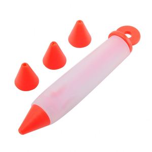 Custom Wholesales DIY Baking Supplies 6 Inches Red Silicone <b>Cake</b> Decorating <b>Pen</b> with 3 Nozzles - Product Image 3