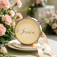 Natural Sheepskin Birch Wood Tambourine 4/6 Inch Wedding Hand Drum Wholesale Custom Logo Festival Souvenir Gift