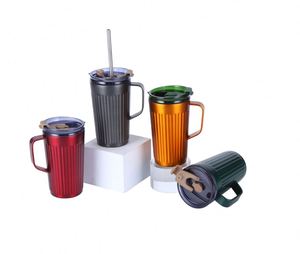 New Design 12oz/18oz Stainless Steel Insulated Thermal Coffee <b>Mug</b> Travel Cup with Straw Set - Product Image 3
