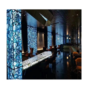 <span class=keywords><strong>Dalle</strong></span> composite en agate bleue Dalles de pierre semi-précieuse bleue <span class=keywords><strong>Dalle</strong></span> d'agate Pierre de cristal - Product Image 2