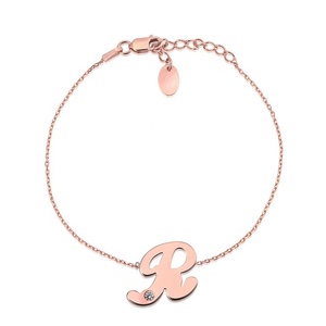 Letra R diseño de joyería de pulsera de plata 925 pulsera de chapado en oro rosa joyería de encargo fabricante - Product Image 1