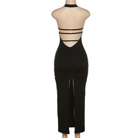 Robe noire à bretelles sans manches Robes d'été 2023 Femmes Sexy Dos nu Robe moulante Femme
