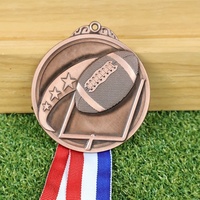 Médaille d'honneur commémorative de compétition sportive de rugby, style antique, en fonte, avec plaque à logo personnalisé, vente en gros