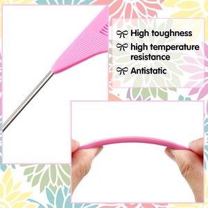 Peine de peluquería profesional personalizado al por mayor, antiestático, resistente al calor, con púa metálica para trenzar y separar el cabello - Product Image 3