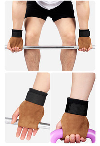 Protège-paume en cuir demi-doigts avec coussinets antidérapants imperméables et sangles de poignet réglables pour la musculation unisexe - Product Image 6
