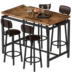 Wholesale Industrial Counter Height Bar <b>Table</b> <b>and</b> <b>Chair</b> Set with Metal Frame Adjustable Foot Pad Home Furniture - Product Image 1