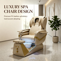 Fauteuil de massage électrique inclinable pour shampoing, table de pédicure, chaise de spa pour les pieds en cuir PU avec lumière LED pour salon de coiffure et équipement de beauté et spa