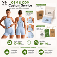 Ensemble 2 pièces JIEJIN pour femme : Haut court côtelé à col halter et short de cycliste amincissant à contrôle abdominal, idéal pour le Pilates et la gym