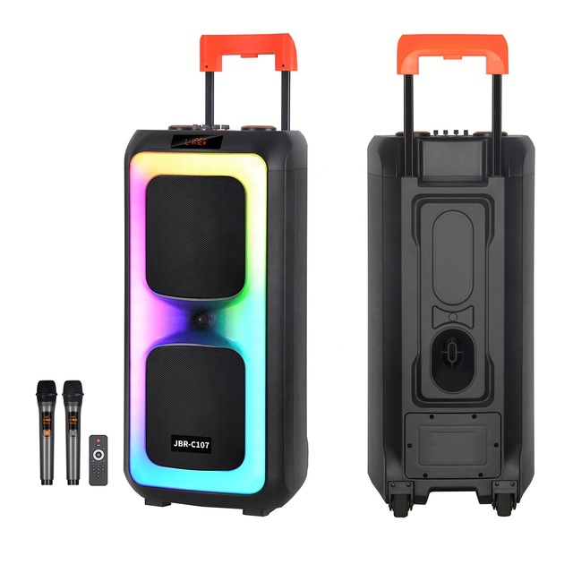 JBR Portable Wireless Karaoke Boombox Woofer FM/TF/USB Stage Outdoor Trolley Party DJ Outdoor Blue-tooth Speaker
